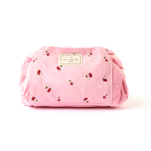 Drawstring Kosmetiktasche - Rosa Ditsy-Kirsch Samt