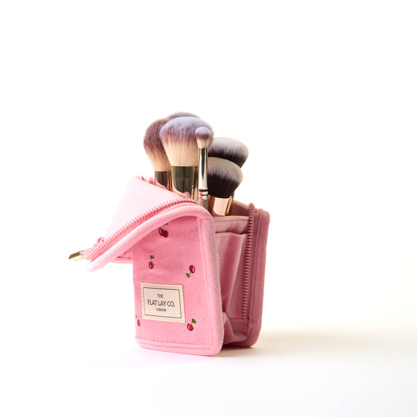 Pinsel-Etui - Rosa Ditsy-Kirsch Samt