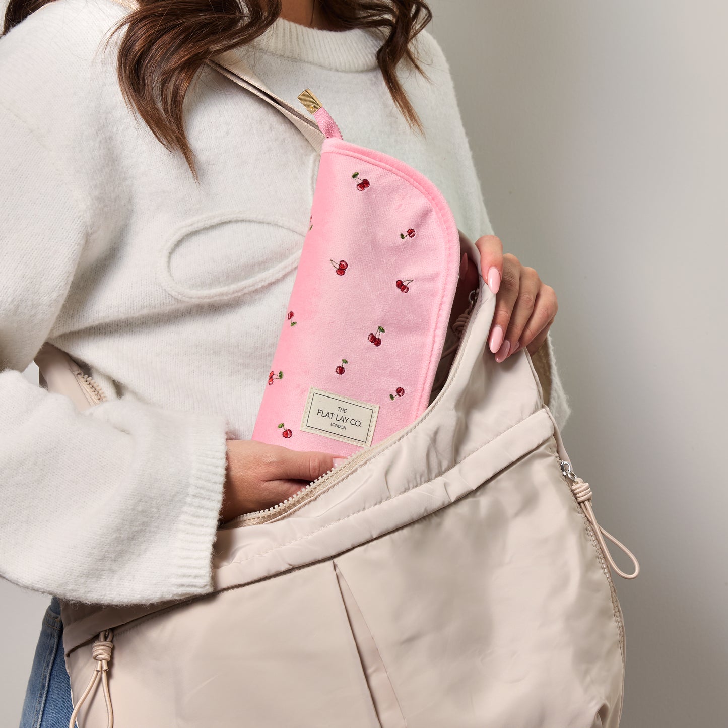 Pinsel-Etui - Rosa Ditsy-Kirsch Samt