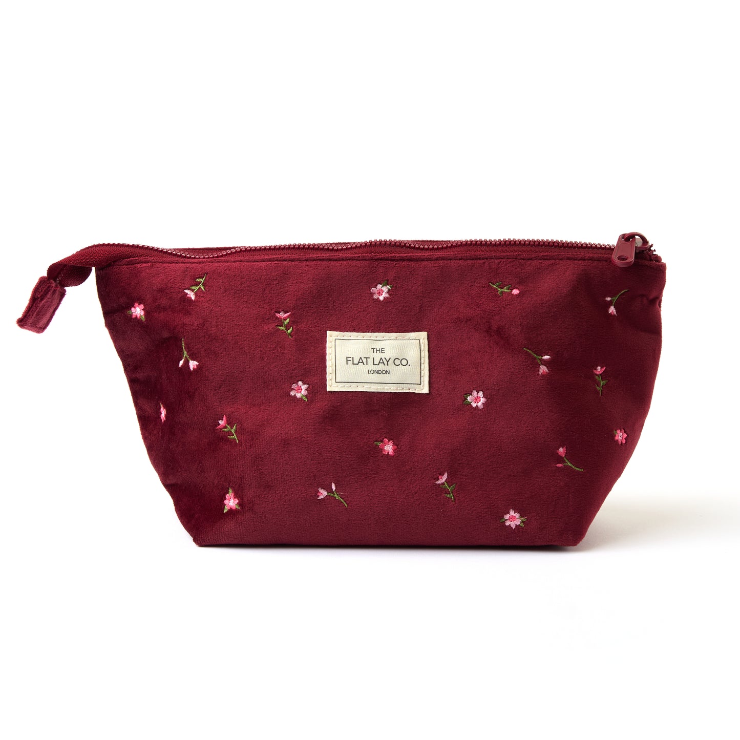 Essential Schminktäschchen - Bordeaux Ditsy-Rosen Samt