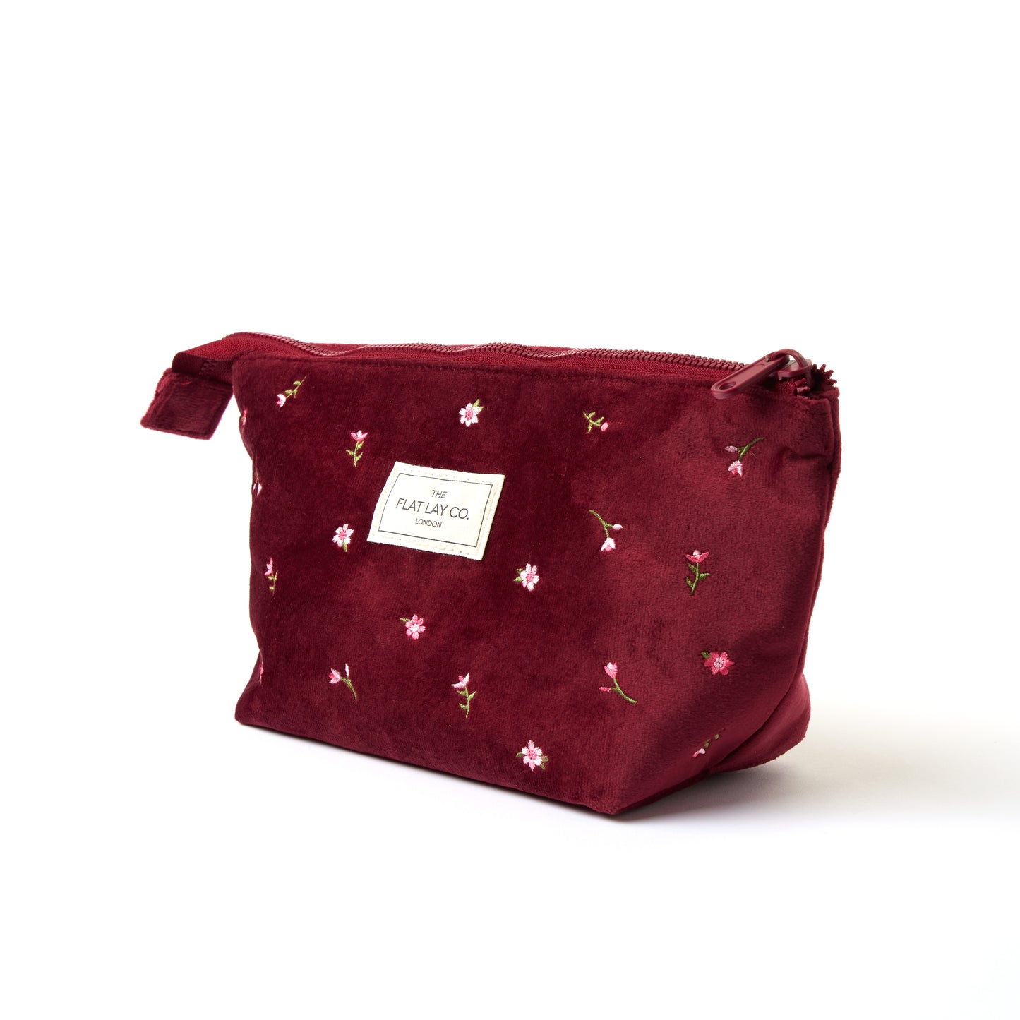 Essential Schminktäschchen - Bordeaux Ditsy-Rosen Samt