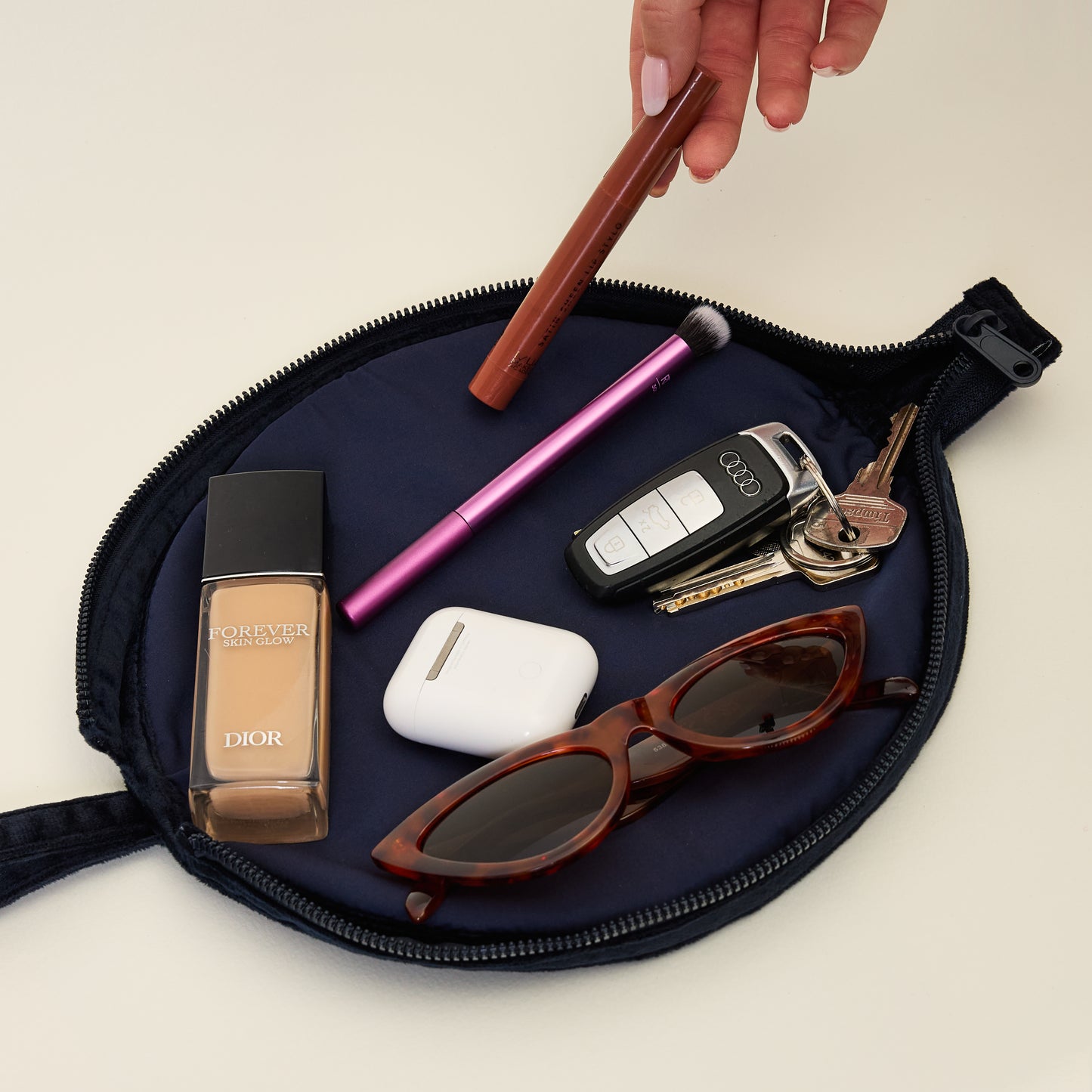 Box Bag & Lunar Pouch Bundle - Celestial Blue Embroidered Velvet