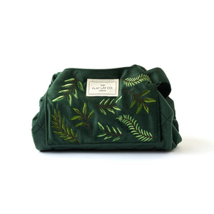 Drawstring Kosmetiktasche - Bestickter Blätter-Samt