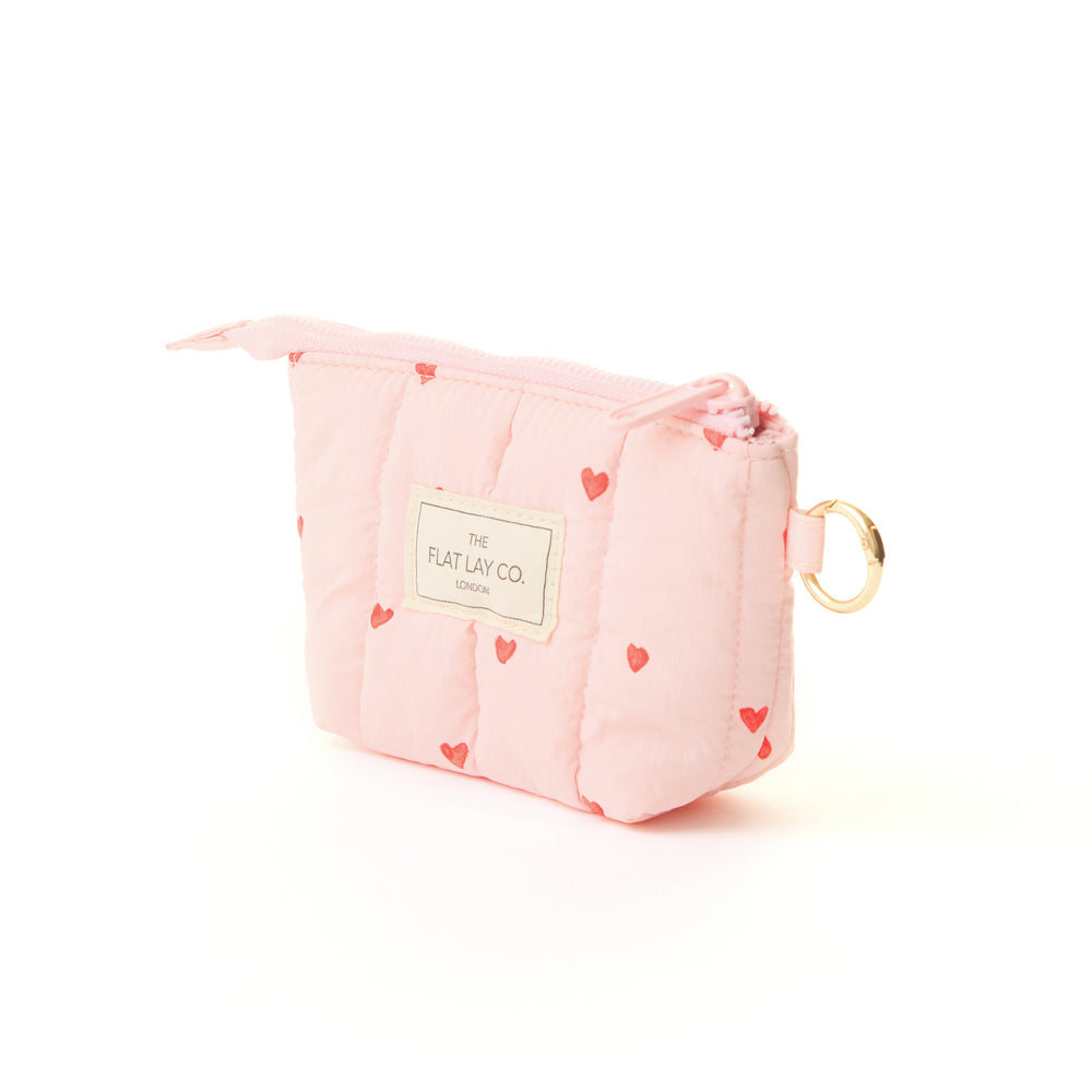 Padded Essential Pouch & Mini Keyring Bundle - Pinke Herzen
