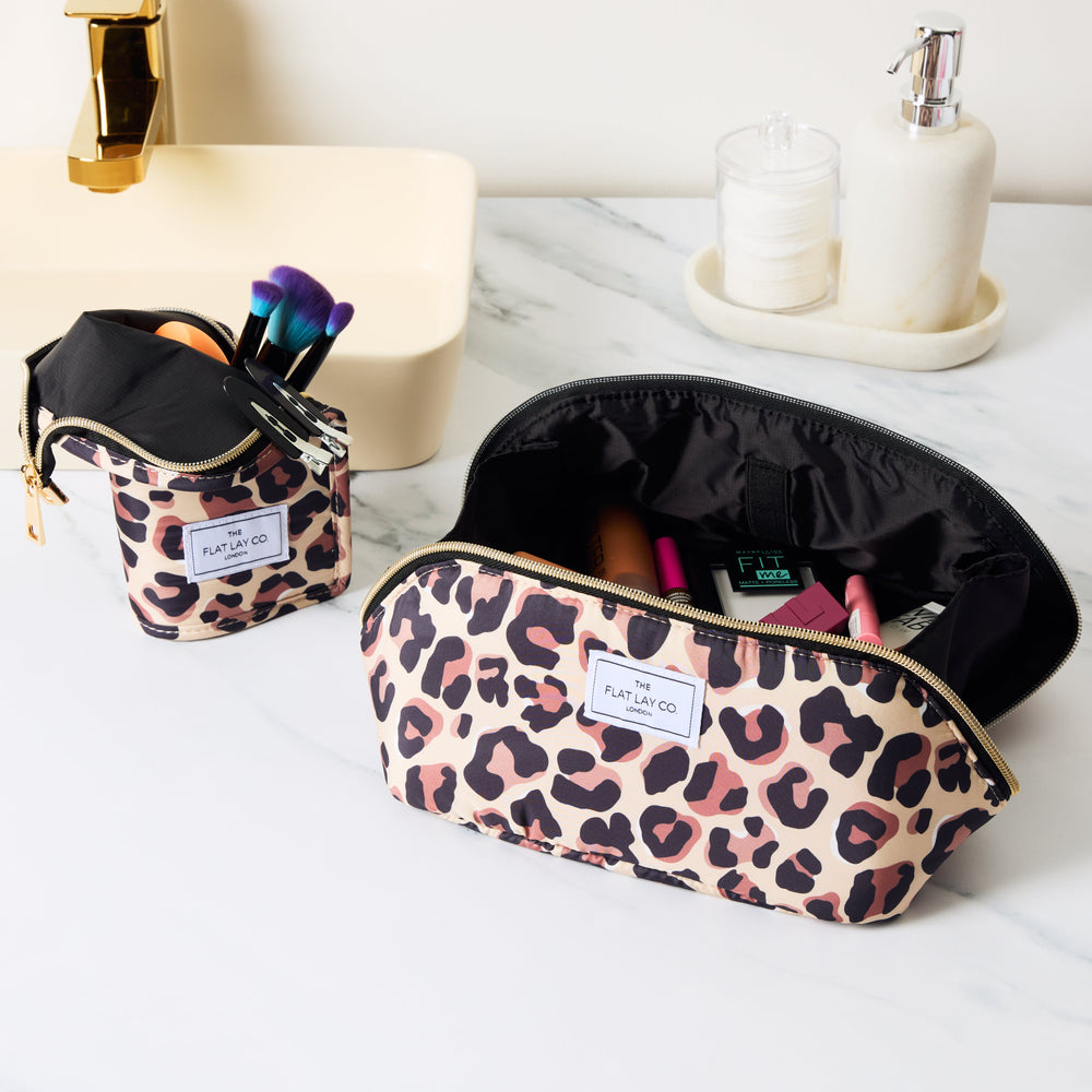 Box Bag & Pinsel-Case Set - Leopardenmuster