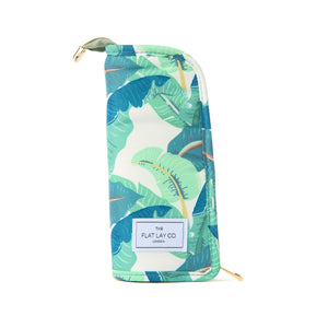 Box Bag & Brush Case Bundle - Tropical Leaves