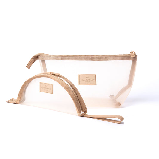 Mesh Makeup Pouch Bundle - Taupe