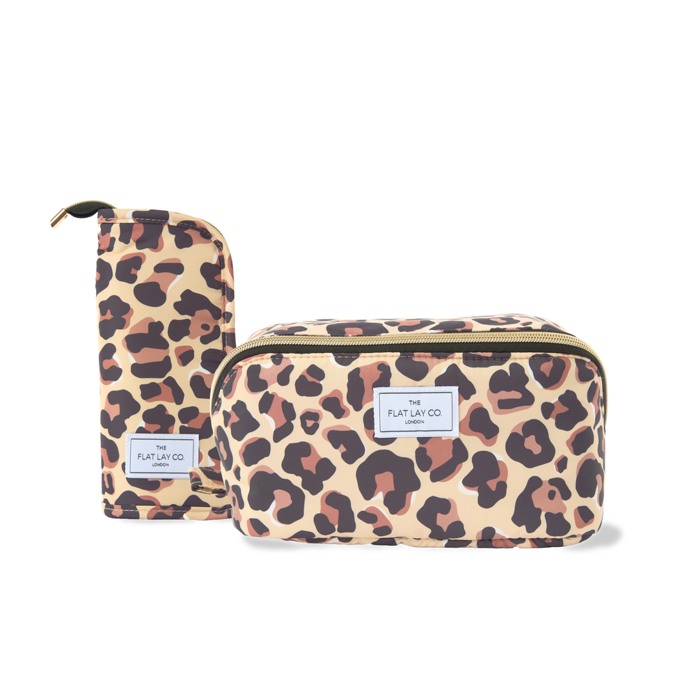 Box Bag & Pinsel-Case Set - Leopardenmuster
