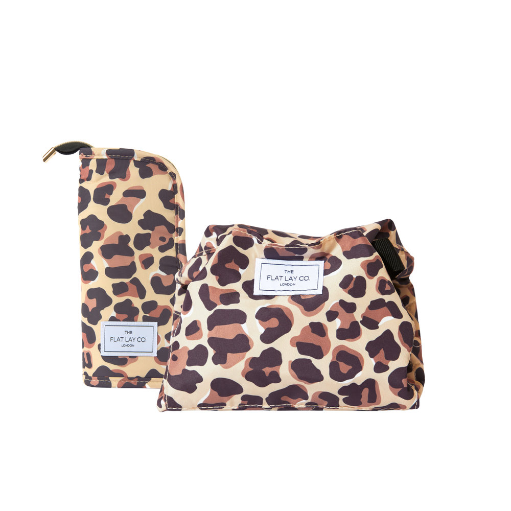 Drawstring & Pinsel-Case Set - Leopardenmuster