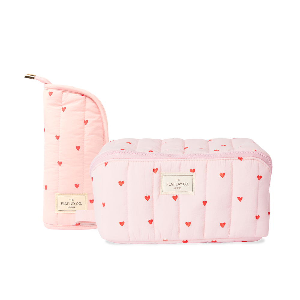 Marshmallow Box Bag & Pinsel-Case Set - Pinke Herzen