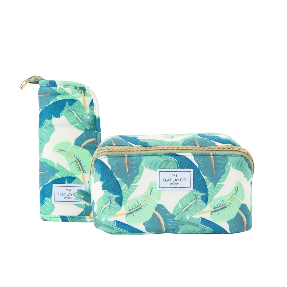 Box Bag & Pinsel-Case Set - Tropische Blätter
