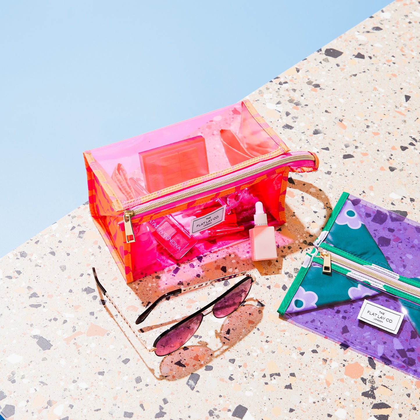 Orange Squiggle Jelly Flat Lay Makeup Box Bag