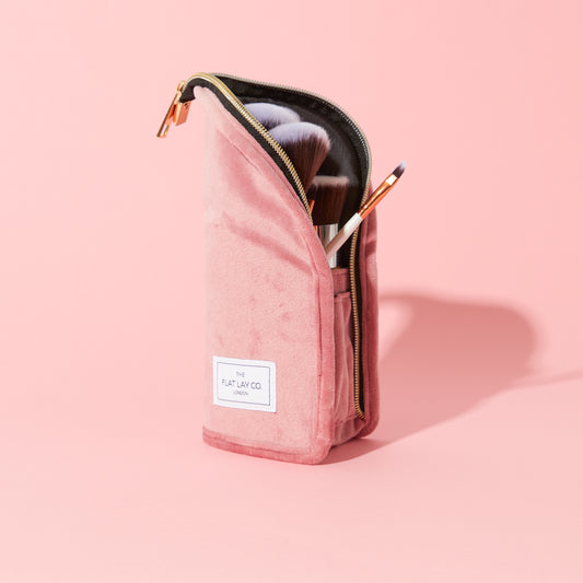 Pink Velvet Standing Brush Case