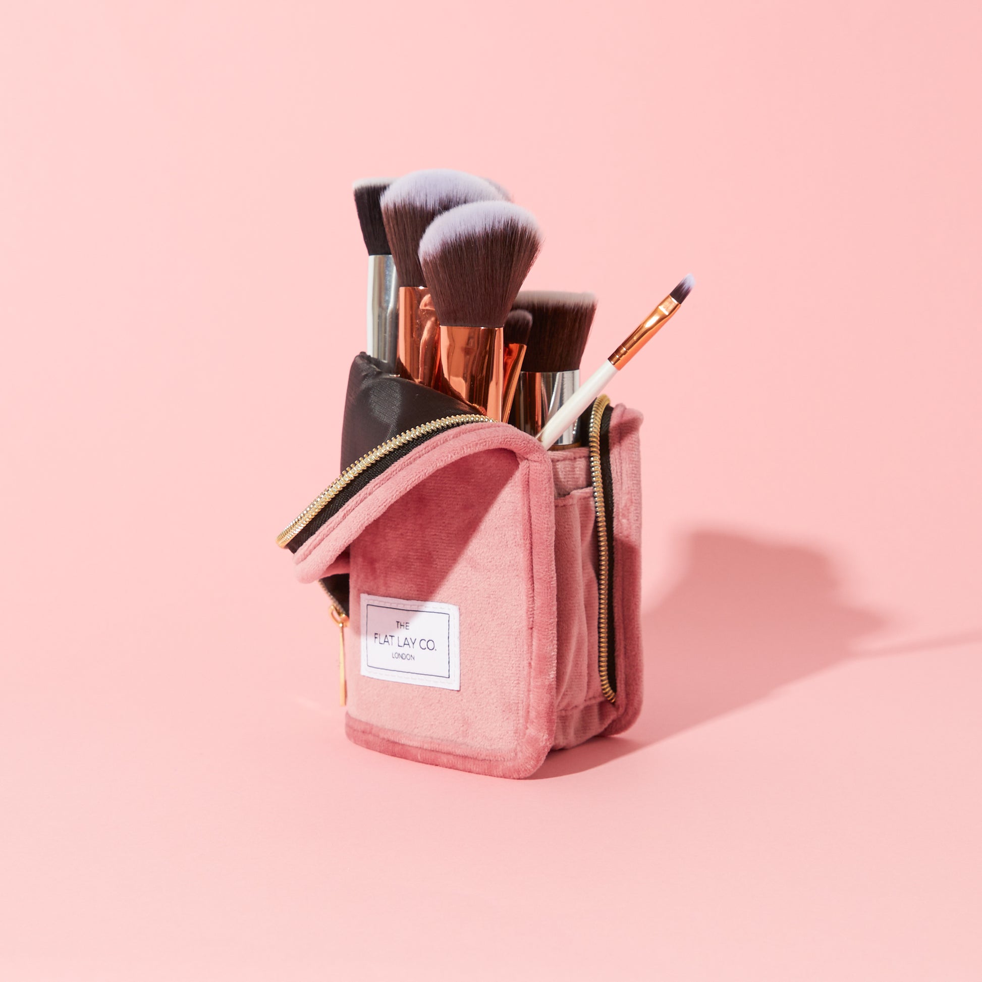 Pink Velvet Standing Brush Case