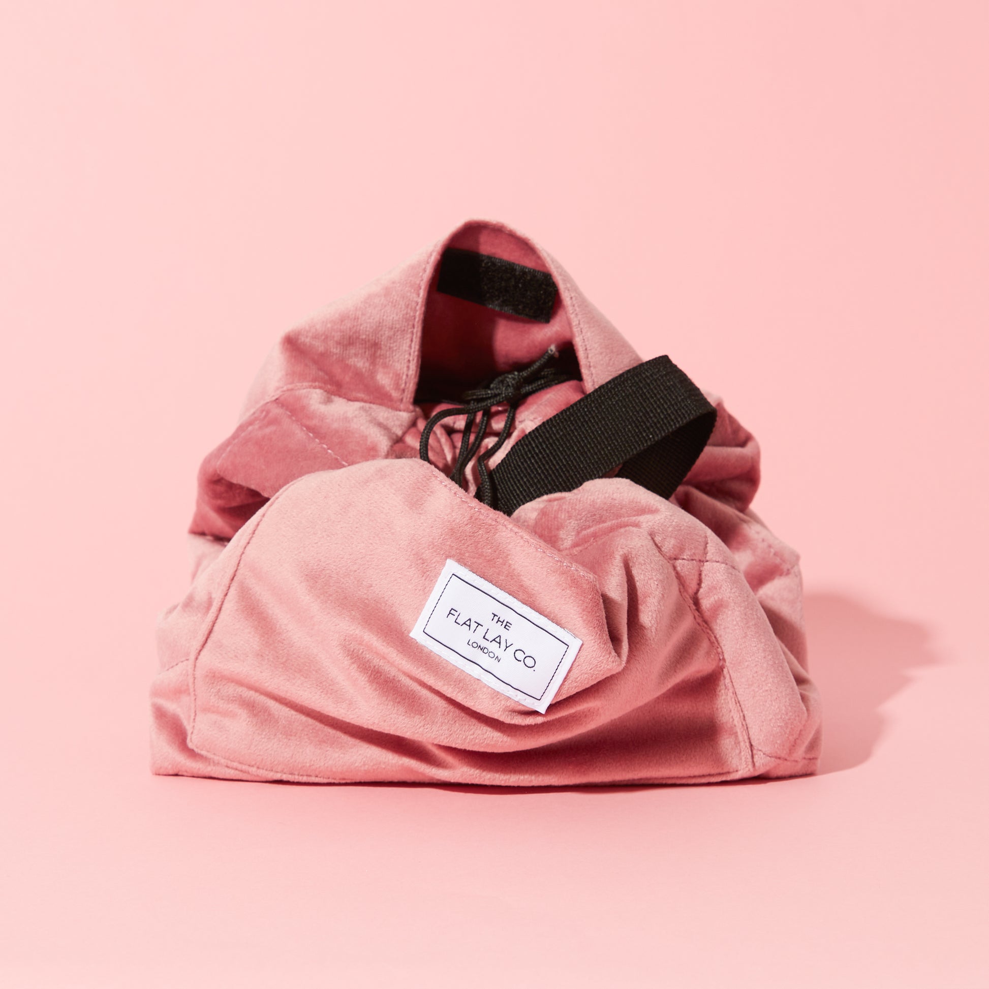 Pink Velvet Drawstring Flat Lay Makeup Bag