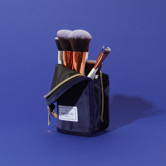 Deep Blue Velvet Standing Brush Case
