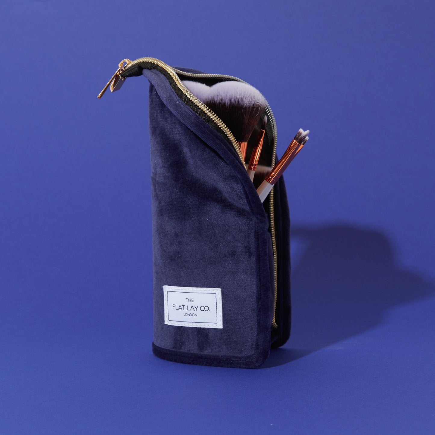Deep Blue Velvet Standing Brush Case