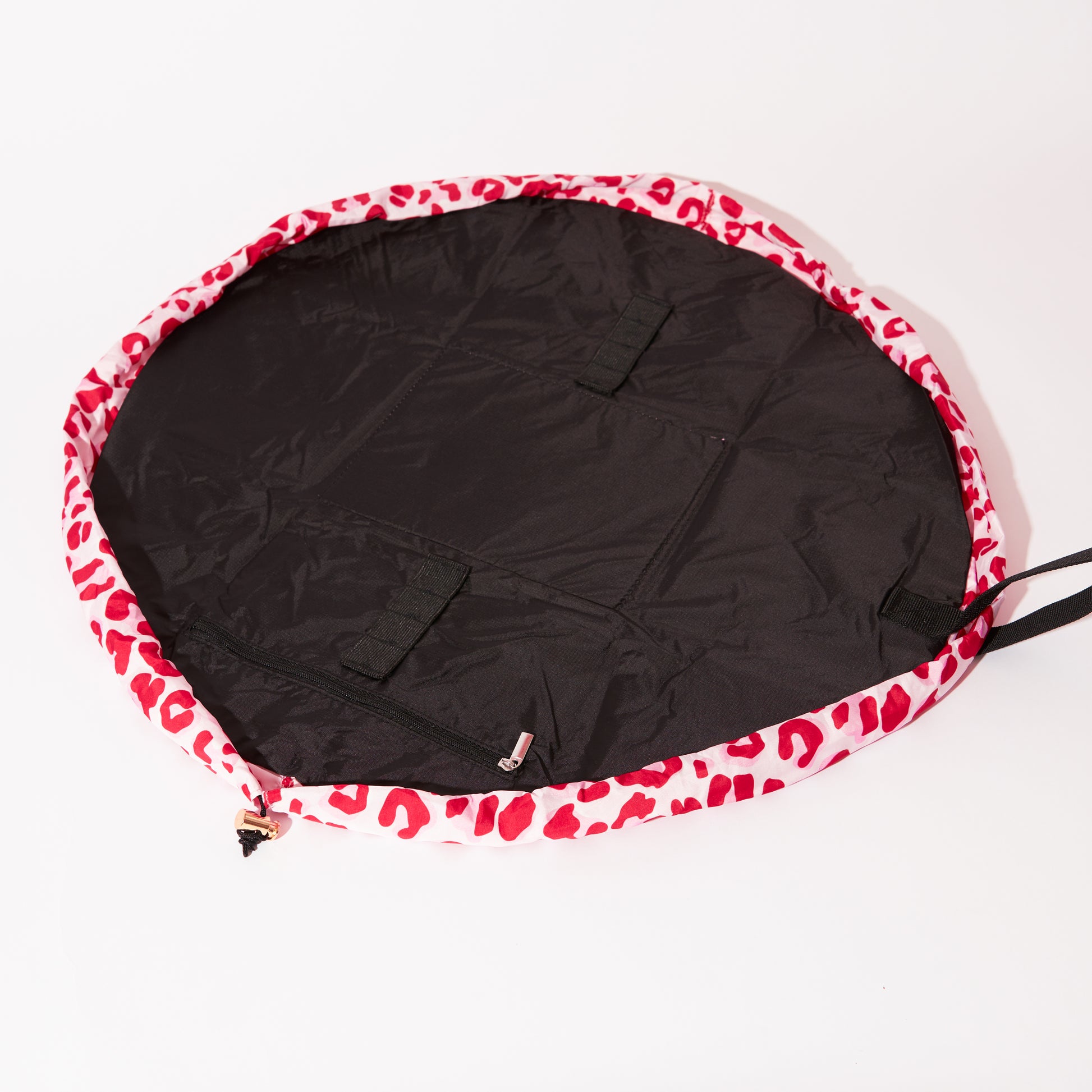 Pink Leopard Drawstring Flat Lay Makeup Bag
