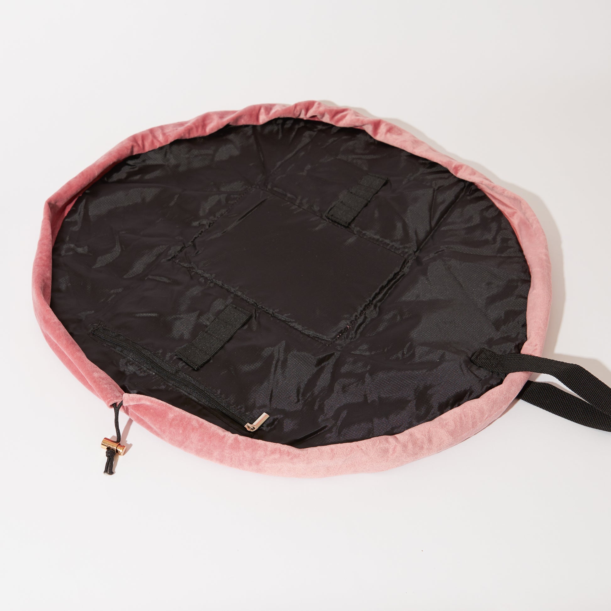 Pink Velvet Drawstring Flat Lay Makeup Bag