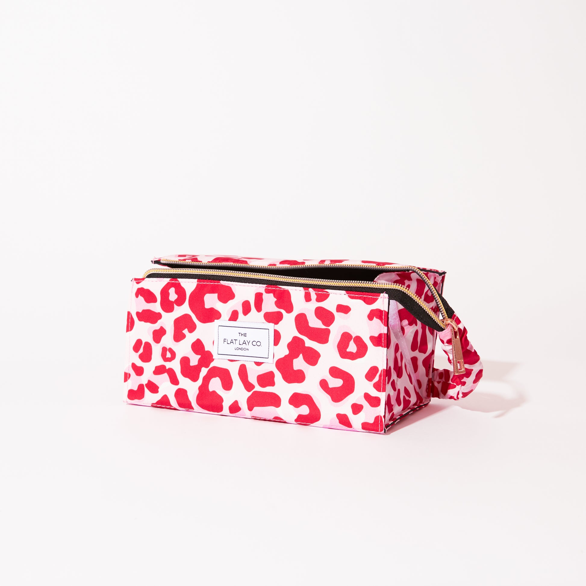 Pink Leopard Flat Lay Makeup Box Bag