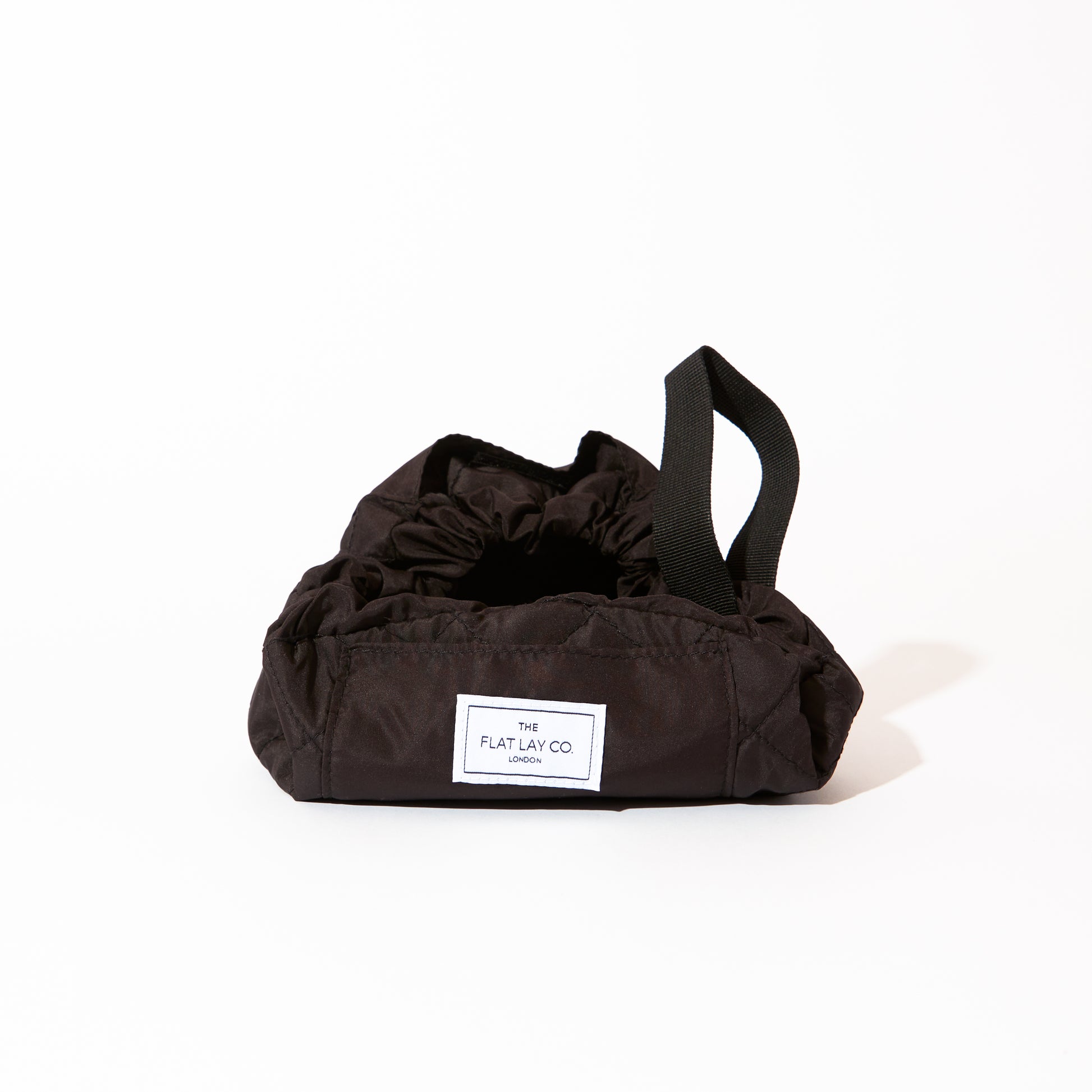 Classic Black Mini Drawstring Flat Lay Makeup Bag