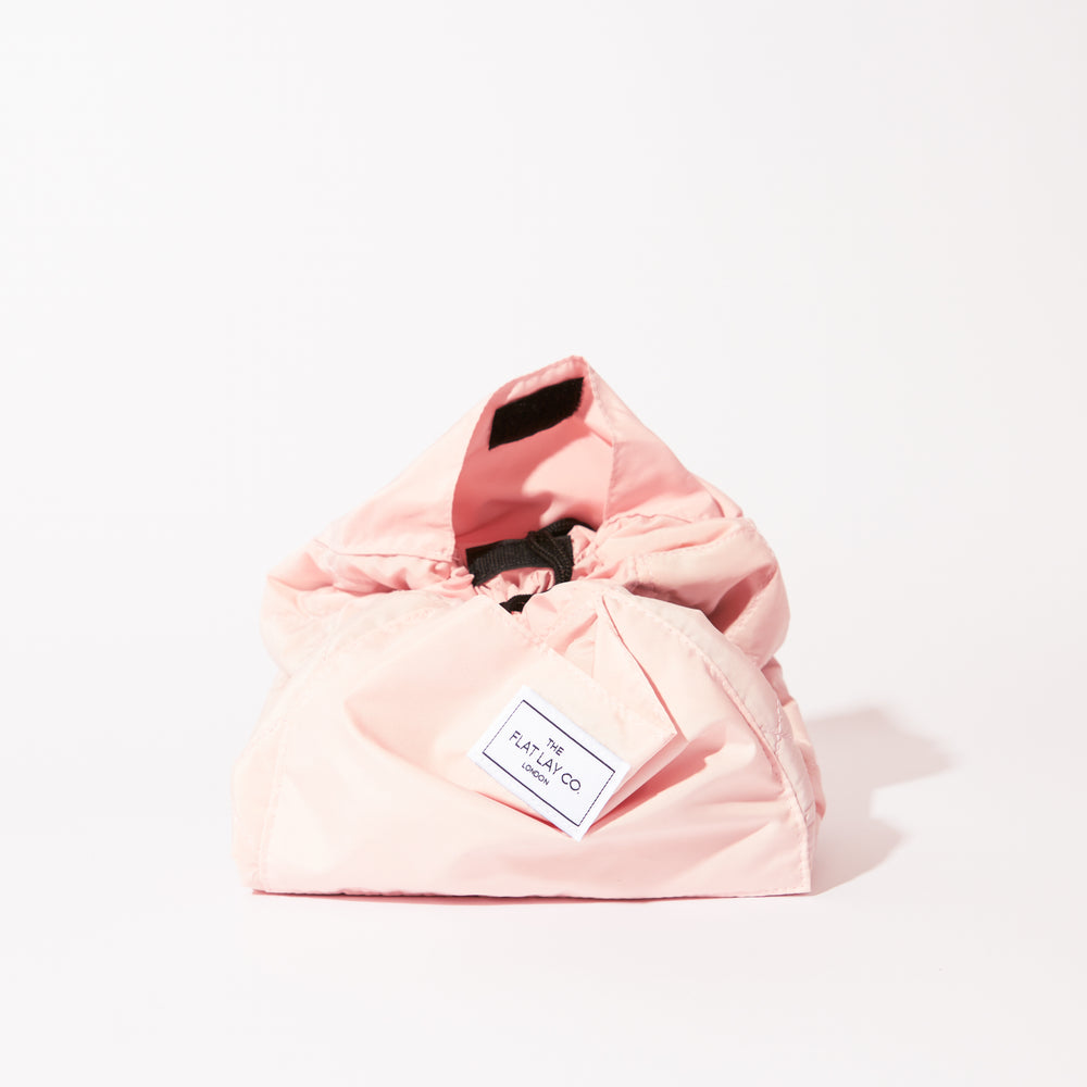 Blush Pink Drawstring Flat Lay Makeup Bag