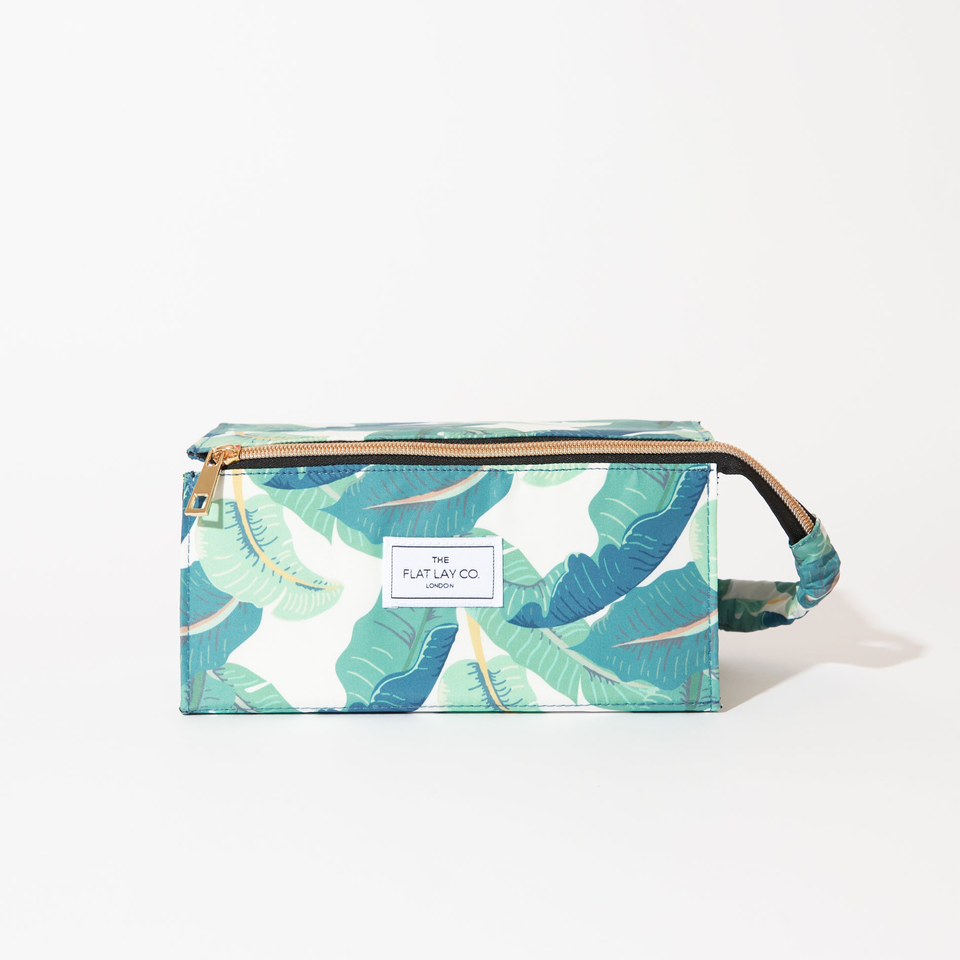 Tropical Leaves Flat Lay Makeup Box Bag