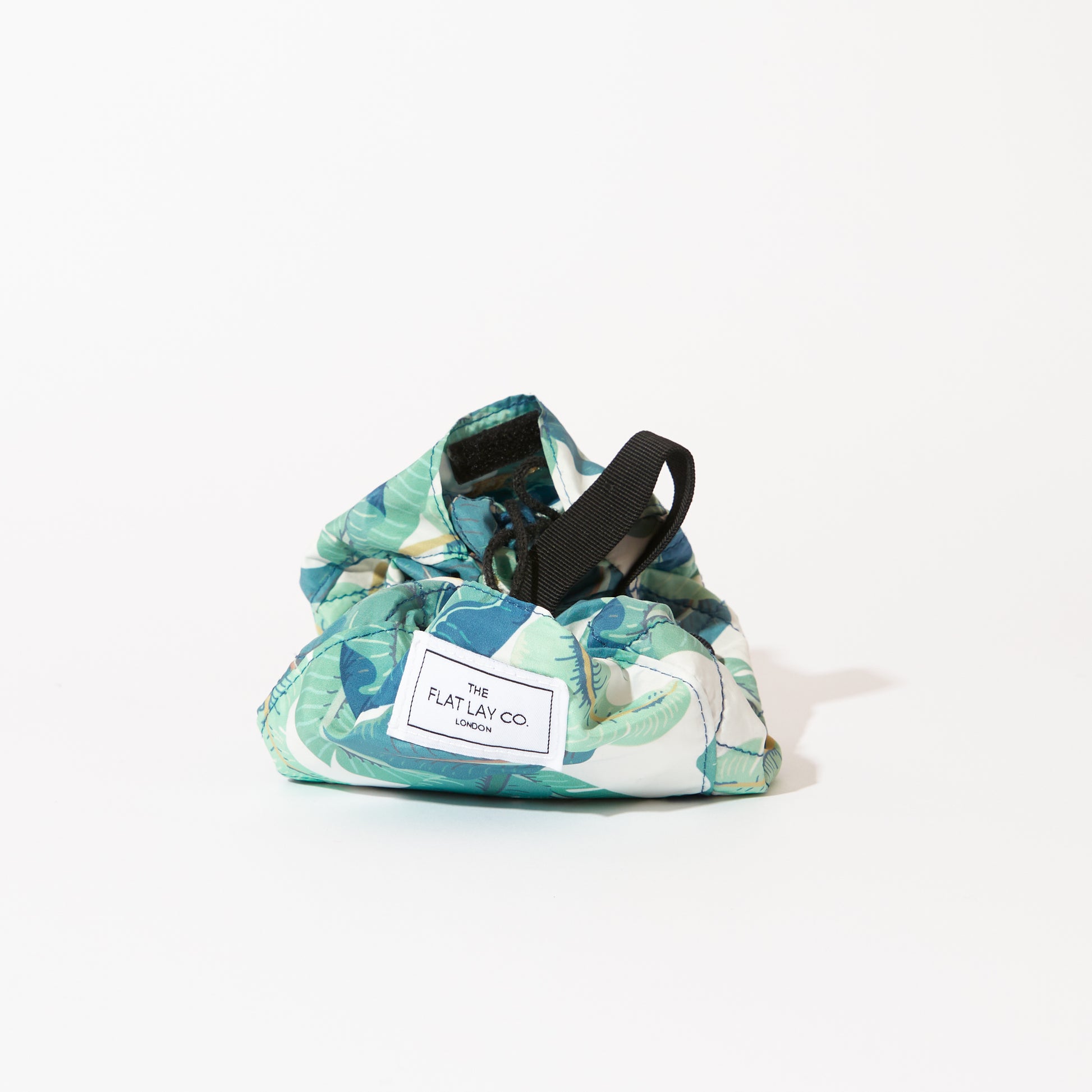 Tropical Leaves Mini Drawstring Flat Lay Makeup Bag