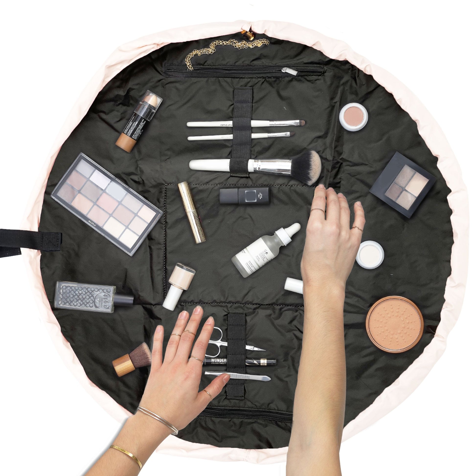 Blush Pink XXL Drawstring Flat Lay Makeup Bag