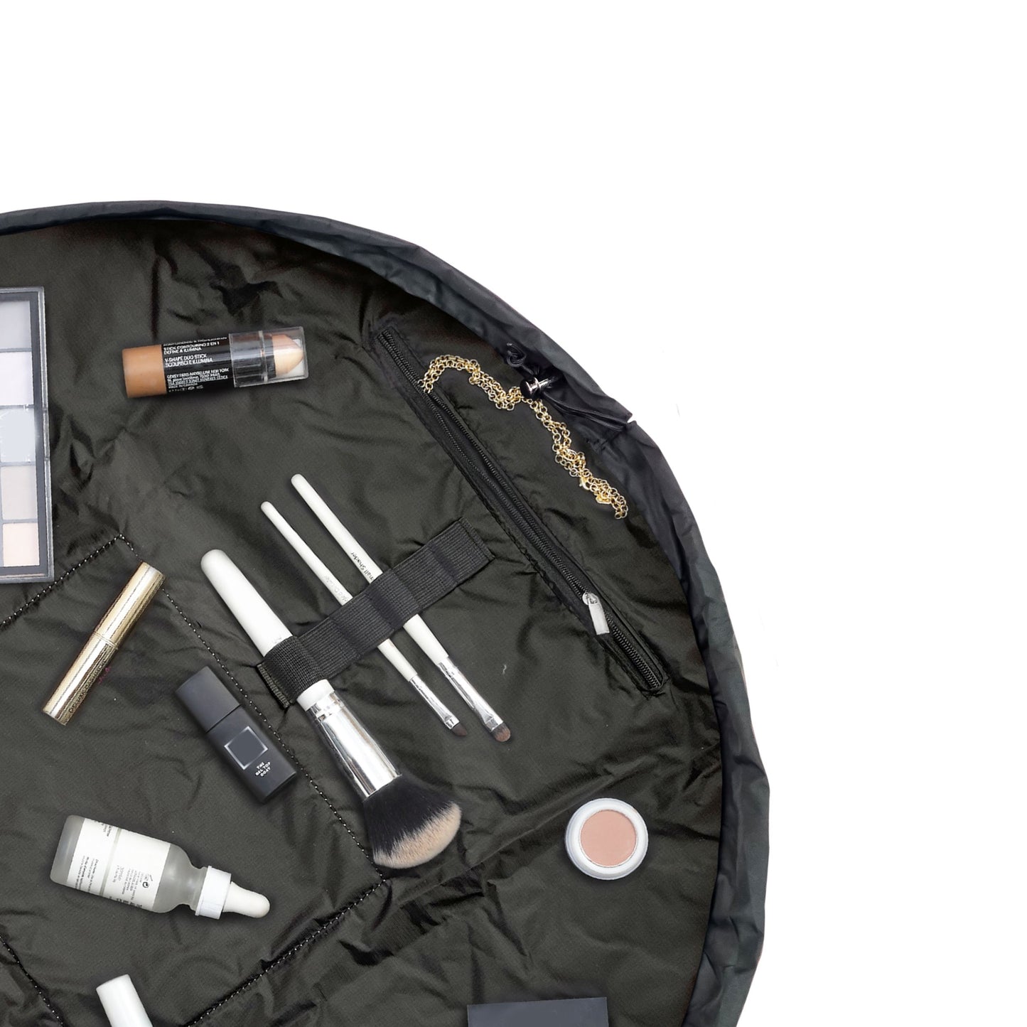 Classic Black XXL Drawstring Flat Lay Makeup Bag