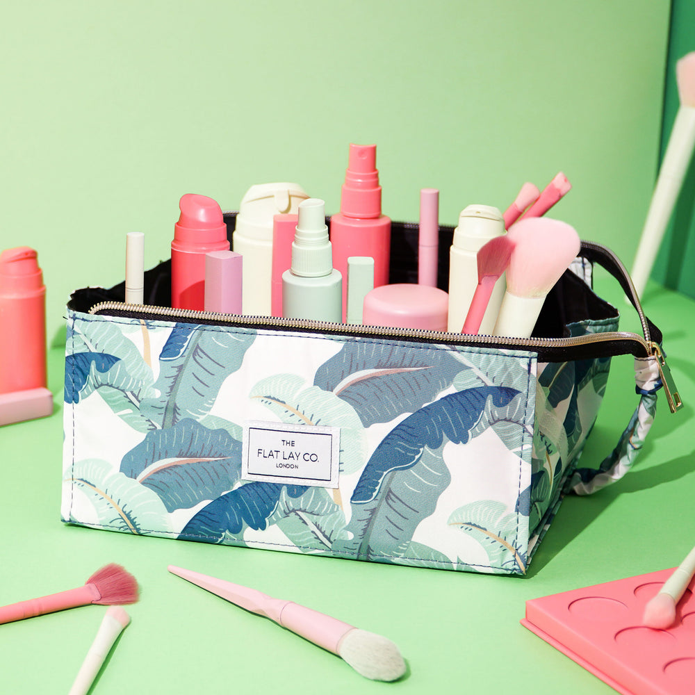 Tropical Leaves XXL Flat Lay Makeup Box Bag 