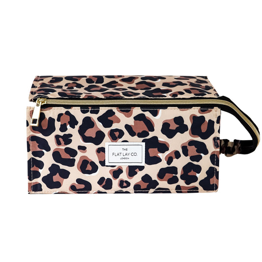 Leopard Print XXL Flat Lay Makeup Box Bag 