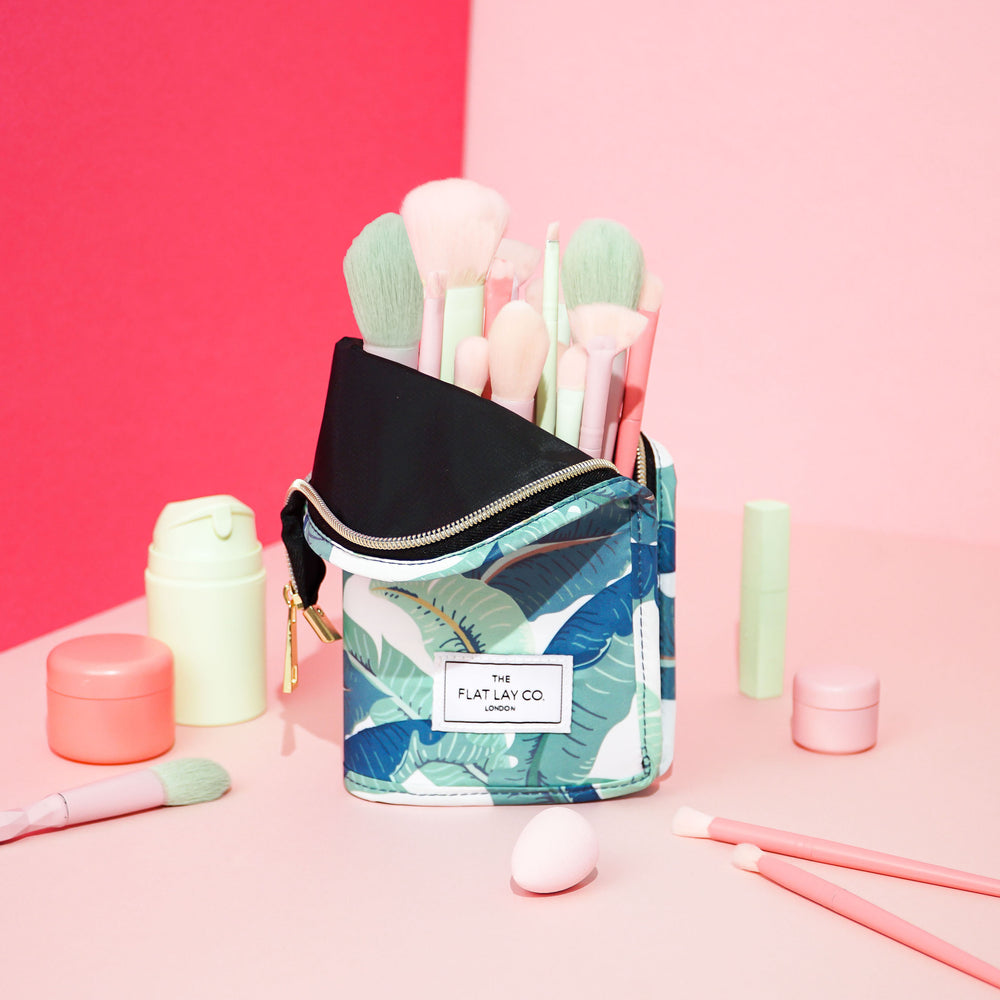 Tropical Leaves XXL Standing Makeup Brush Case 